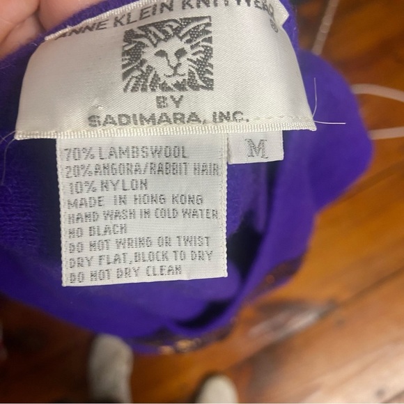 Anne Klein by Sadimara Beaded Lambswool/Rabbit/Angora Sweater Size M Purple Rare - Picture 9 of 11